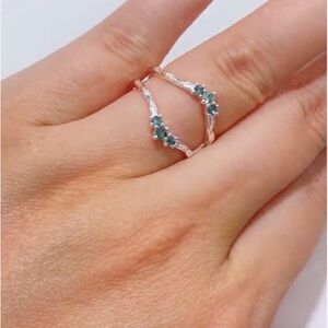 Moss agate rose gold ring enhancer